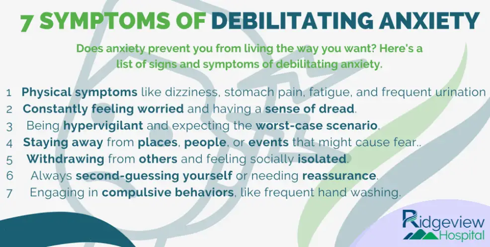 Seven Symptoms of debilitating anxiety infographic