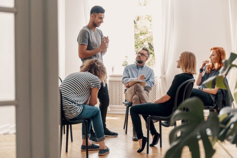 group meeting in the inpatient treatment program